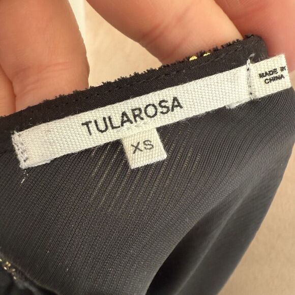 TULAROSA | Revolve Emily Wrap Mini Dress in Black and Gold | Size XS - Picture 9 of 12